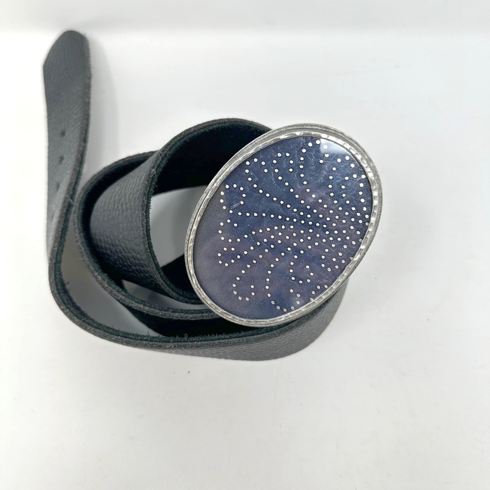 PRESH Buckle by Nicole‎ Louise 1.5" Pebbled Leather Belt Black M